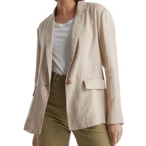 NWT. Quince Driftwood Single-Button European Linen Blazer